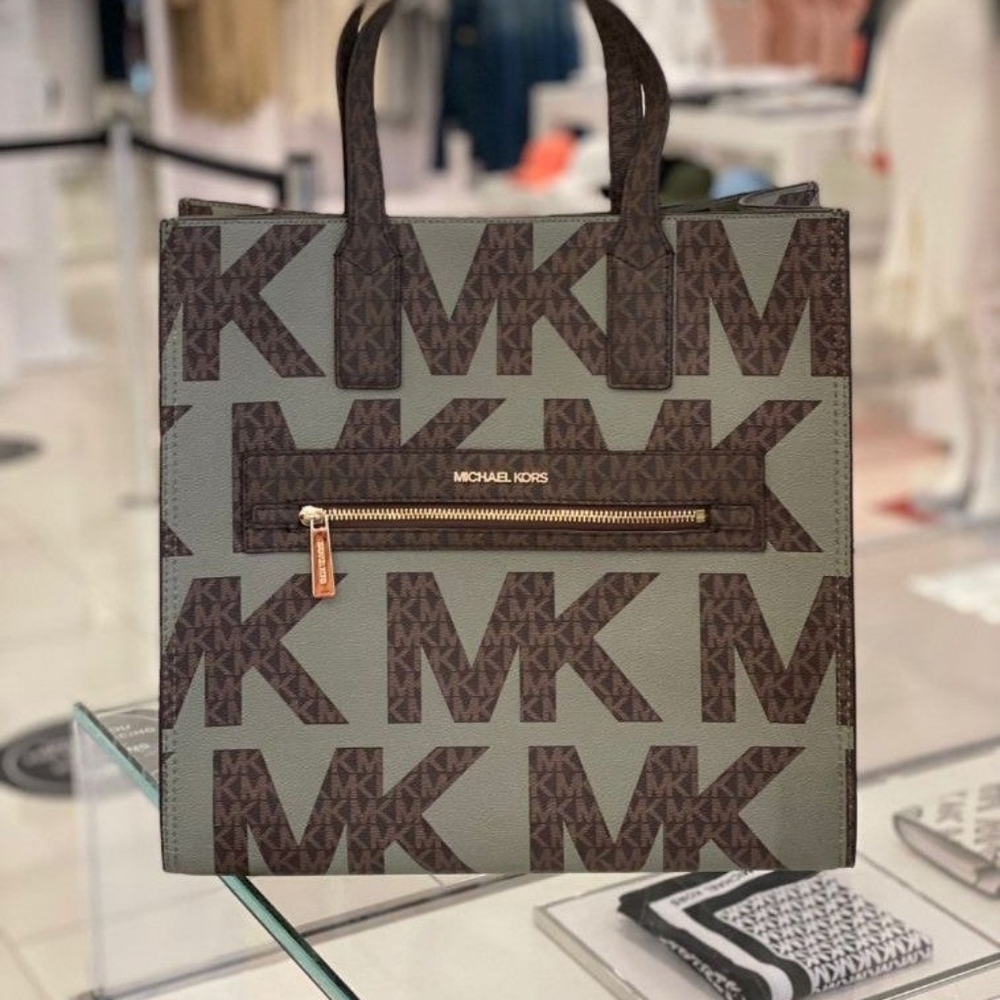 Michael Kors Kenly Large Tote Army Green/Brown Brand New